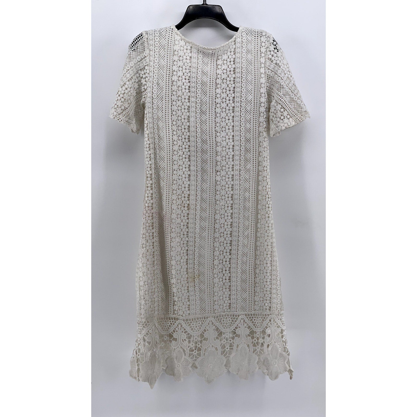 MIKAROSE Women's Cream Embroidered Lace Midi Dress SZ XS
