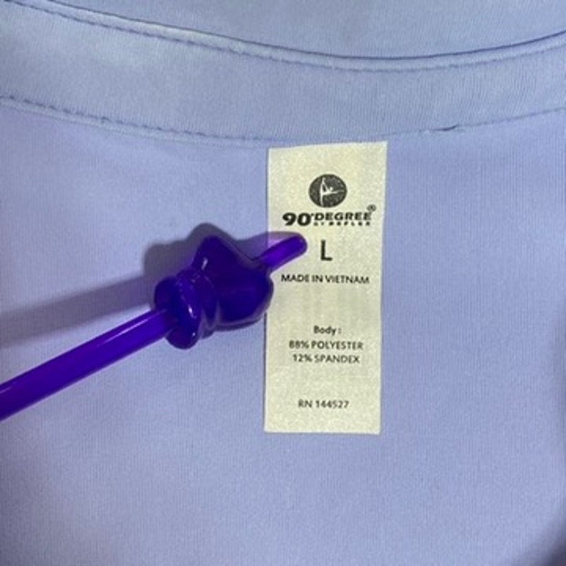 90 DEGREE By REFLEX Women's Light Blue Short Sleeve Cropped Tennis Polo Top SZ L