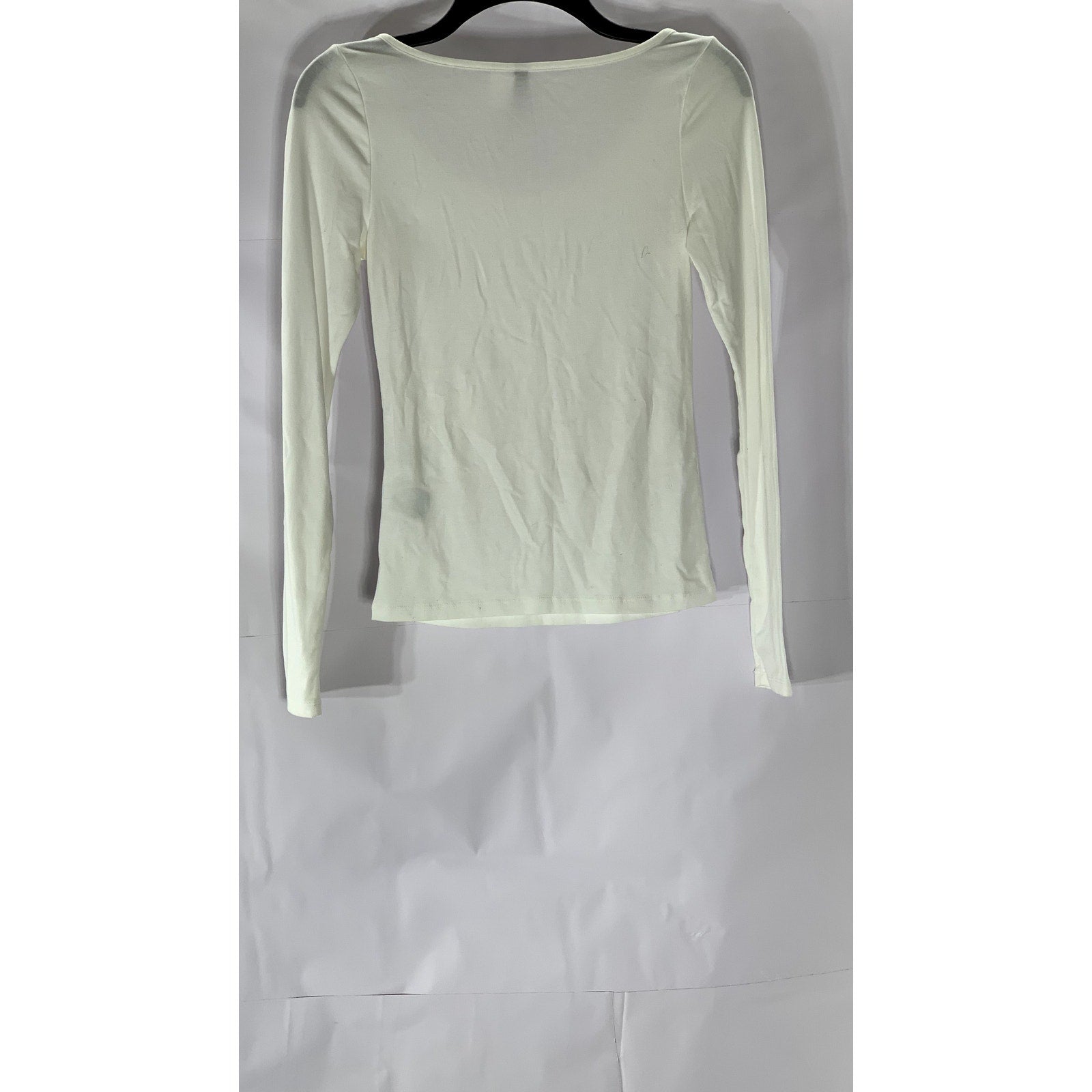 DIVIDED BY H&M Women's White Solid Scoop-Neck Long Sleeve Top SZ S