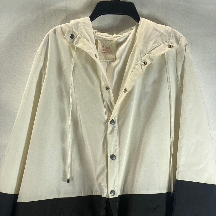 CANTAO Women's Cream/Black Snap Button Lightweight Windbreaker Jacket SZ S