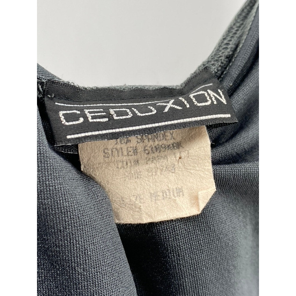 CEDUXION Women's Charcoal Gray Vintage 90's V-Neck Mini Dress SZ M