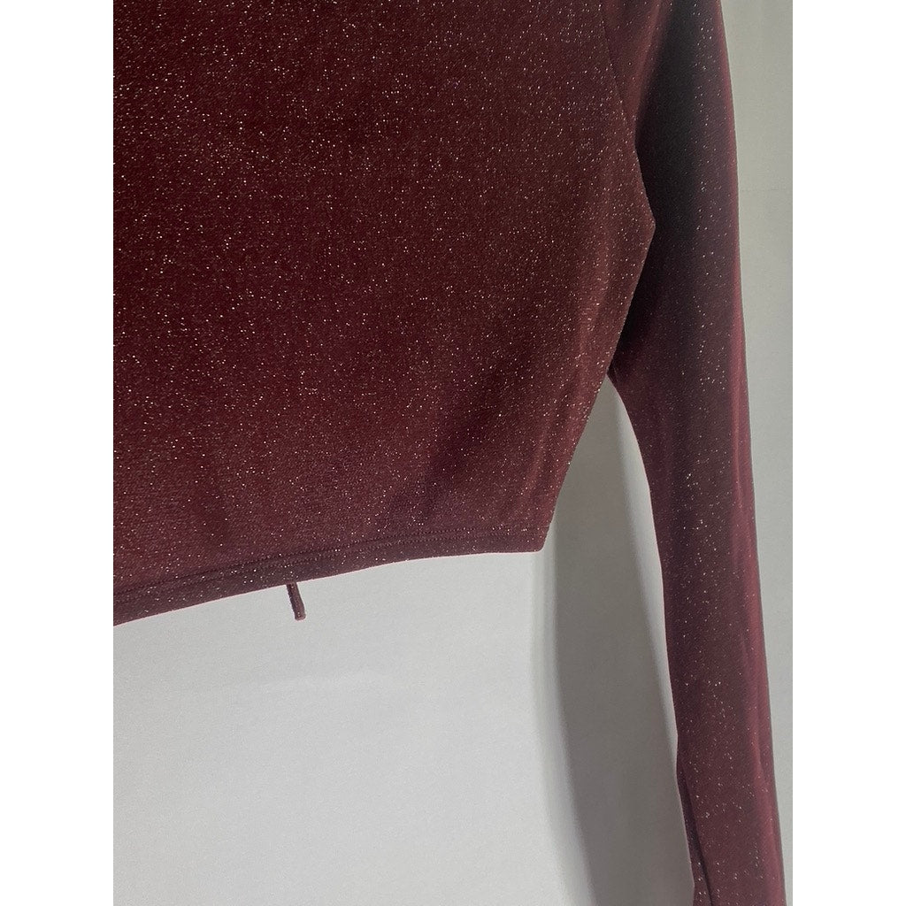 SAVAGE X FENTY Women's Red Cocoa Tie-Front Sleep & Shine Shimmering Top SZ XS
