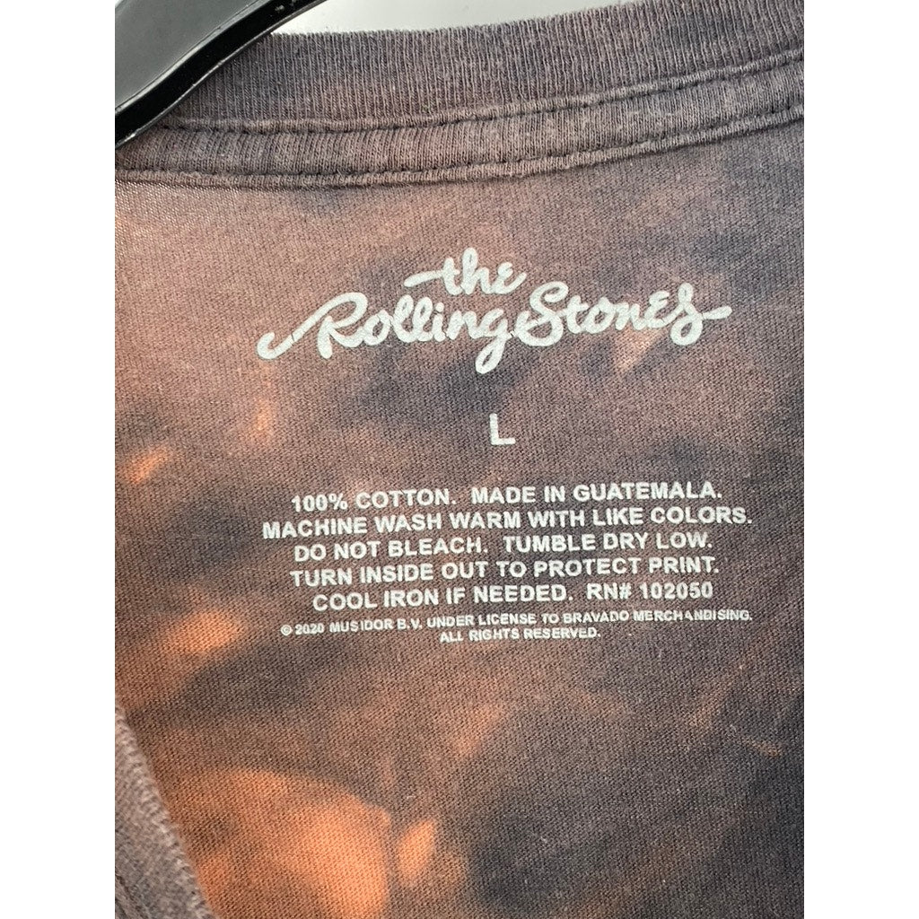 THE ROLLING STONES Unisex Adult Orange-Black Tie-Dye Band Graphic T-Shirt SZ L