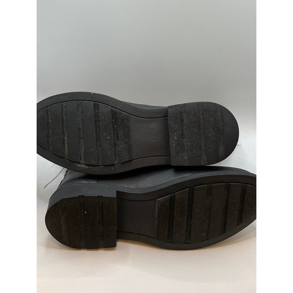 RAG & BONE Women's Black Rubber Moto Pull-On Calf Rain Boot SZ 38(US8)