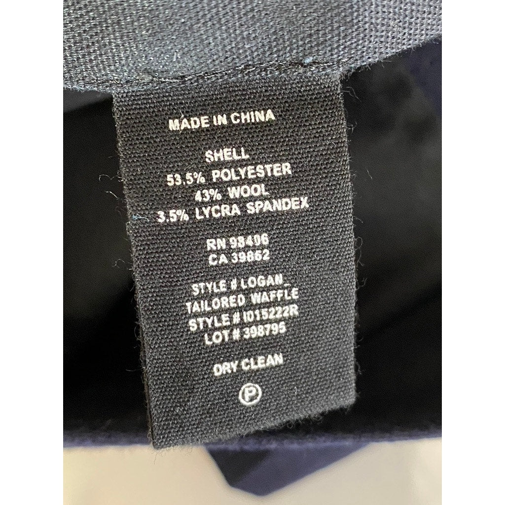 THEORY Men's Navy Waffle Textured Logan Tailored Flat-Front Dress Pant SZ 34