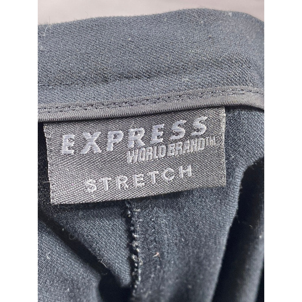 EXPRESS WORLD BRAND Women's Black Solid Straight Leg Stretch Dress Pant SZ S
