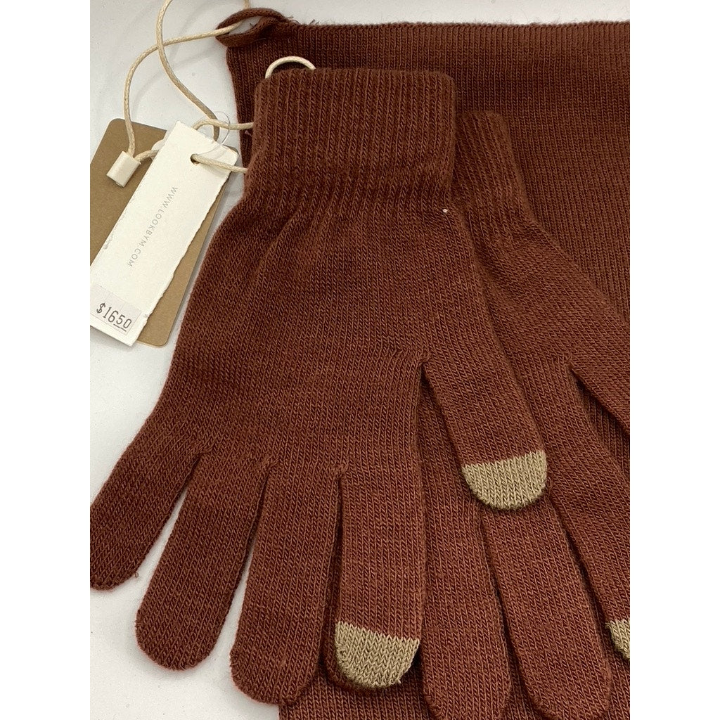 LOOK BY M Women's Rust Scarf and Glove Set SZ OS