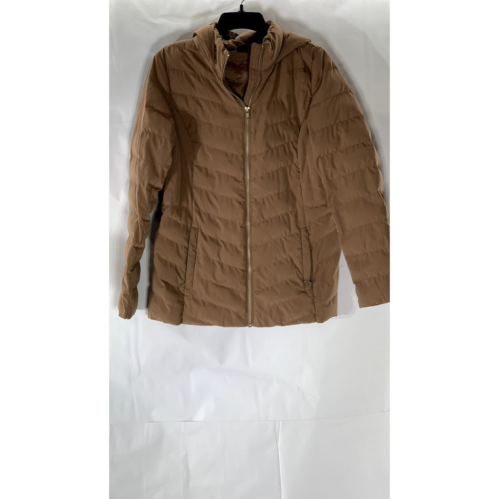 32 DEGREES HEAT Women's Salmon Pink Zip-Up Hooded Puffer Jacket SZ S