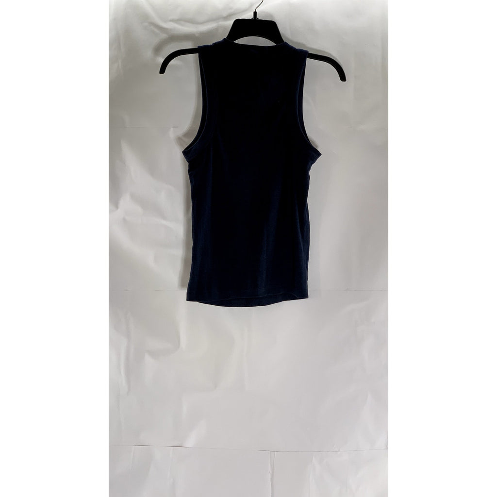 BANANA REPUBLIC Women's Preppy Navy Crewneck Ribbed Racer Tank Top SZ XS