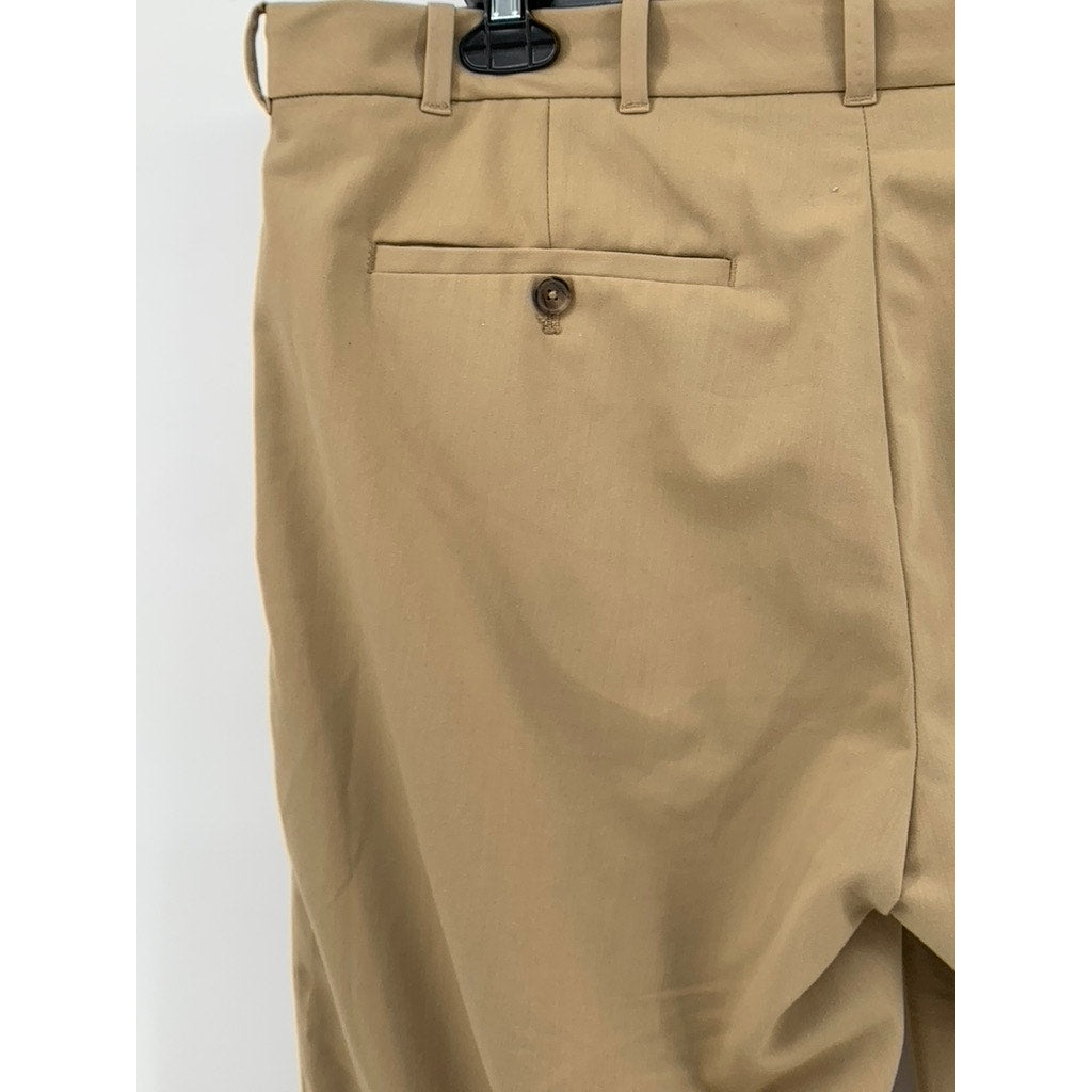 VAN HEUSEN Men's Khaki Straight Leg Flex Classic Flat Front Dress Pants SZ 38x32