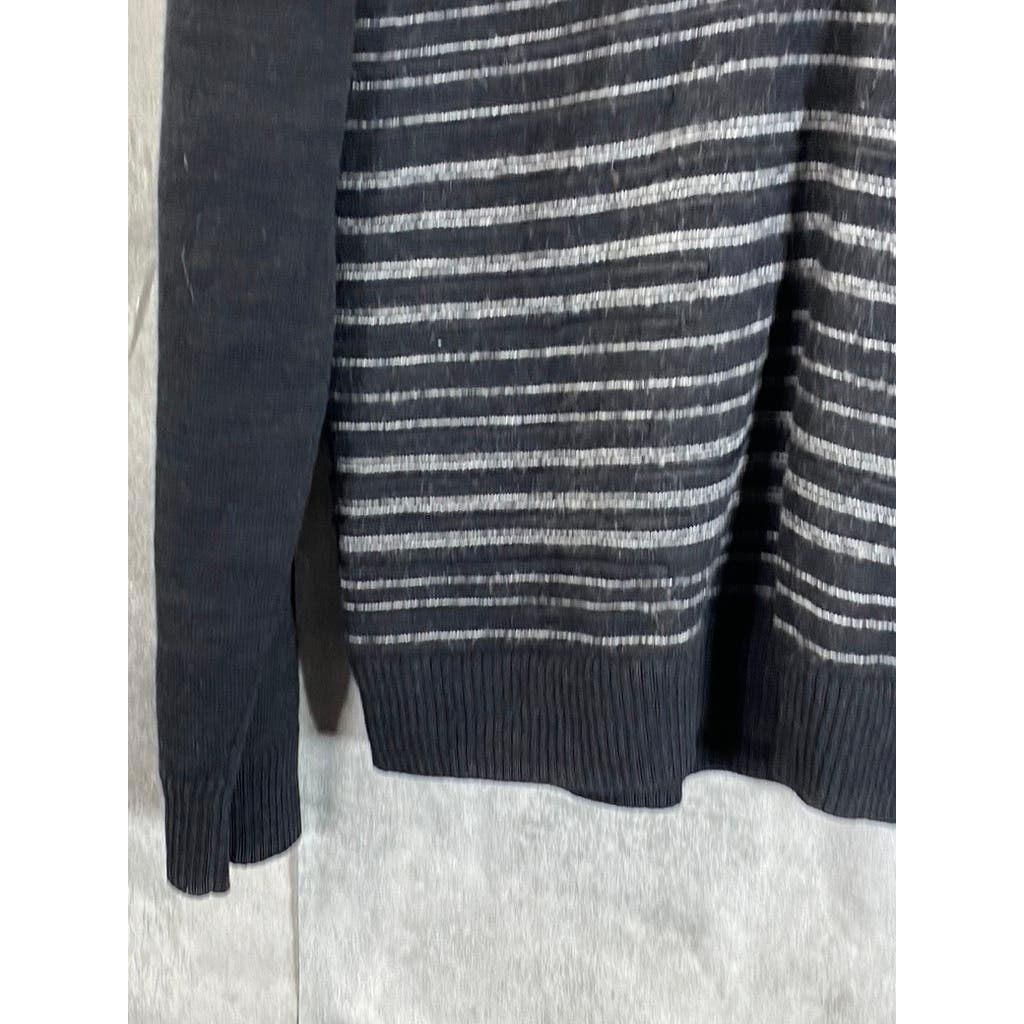 A|X ARMANI EXCHANGE Men's Black Striped V-Neck Pullover Sweater SZ XL