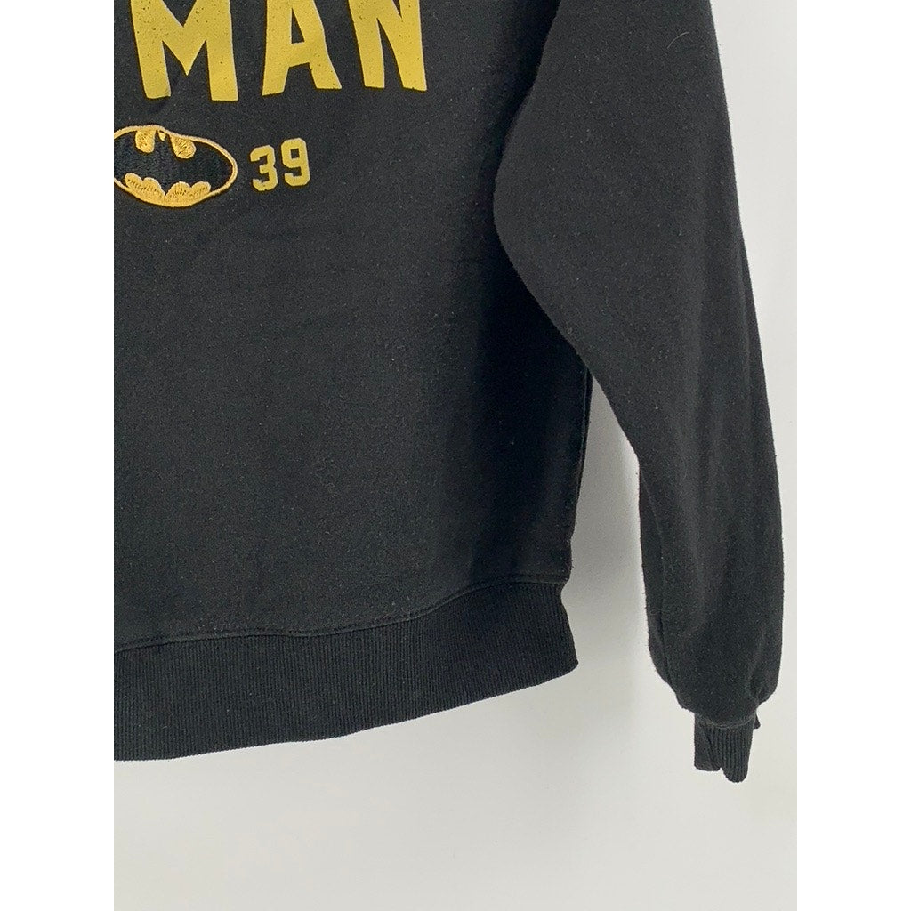 BATMAN Women's Washed Black Logo Crewneck Cropped Sweatshirt SZ XS