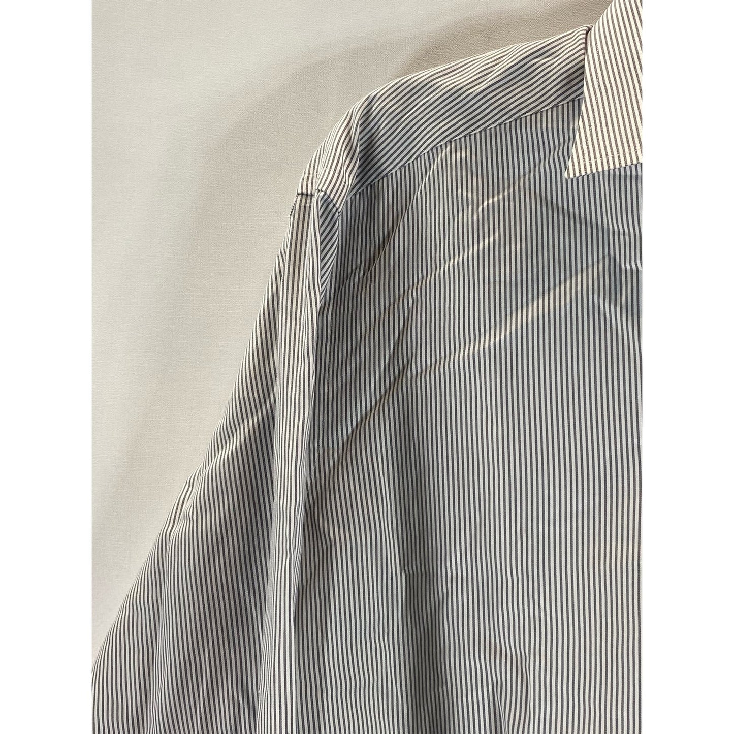 ETON Men's Gray Striped Contemporary-Fit Button-Up Long Sleeve Shirt SZ 16