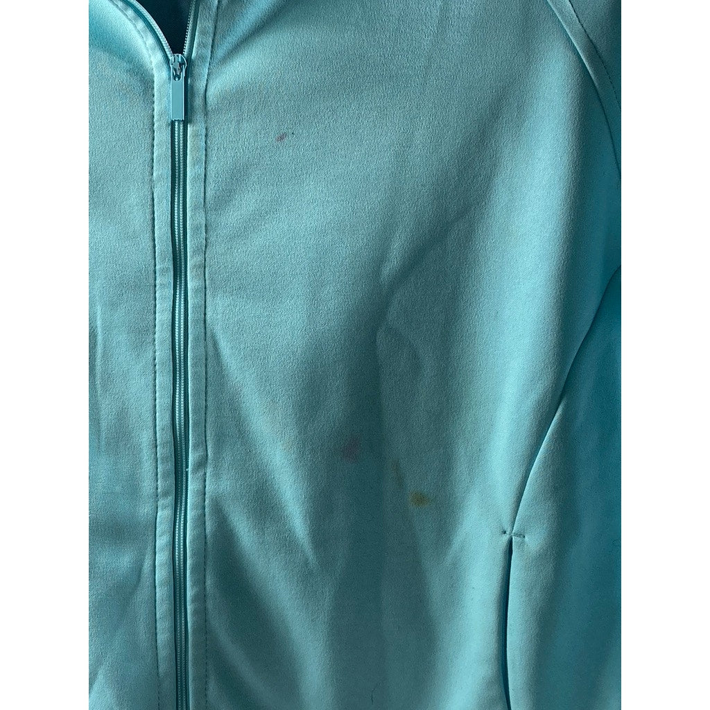 NIKE Women's Aqua Blue Anime Graphic Dri-Fit Mock-Collar Zip-Up Golf Sweater SZM