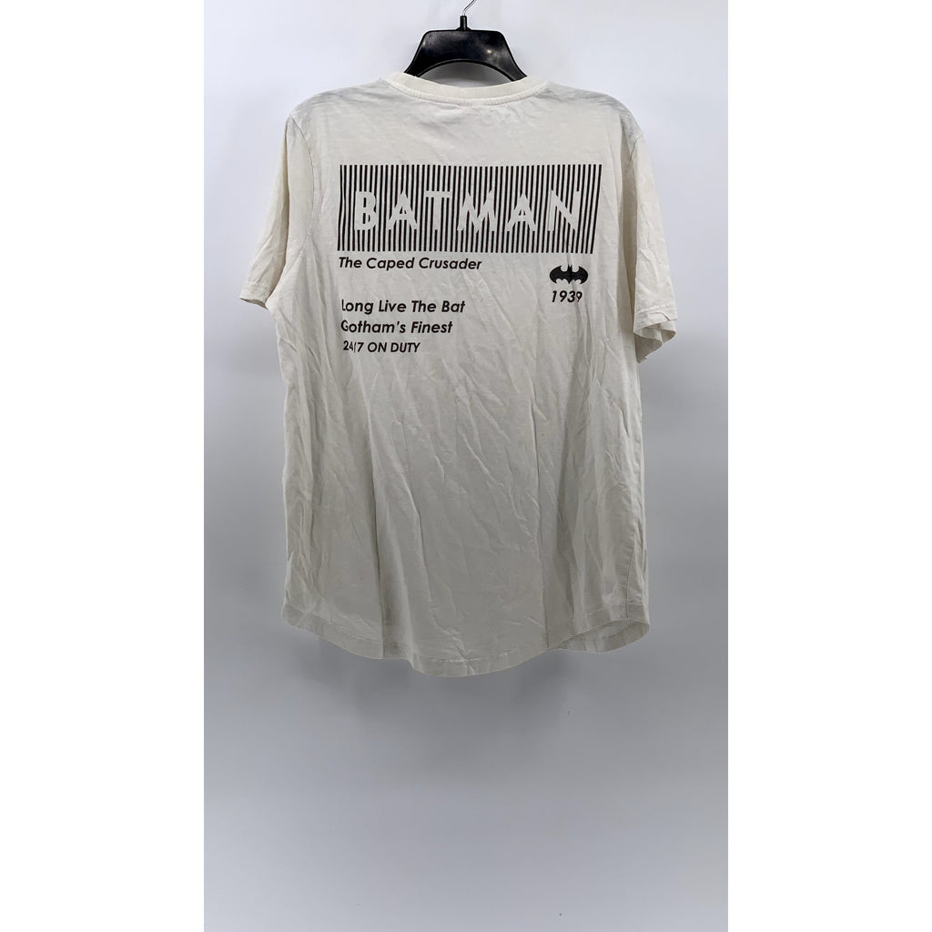 UNBRANDED Men's White Batman Logo Crewneck Short Sleeve T-Shirt SZ L