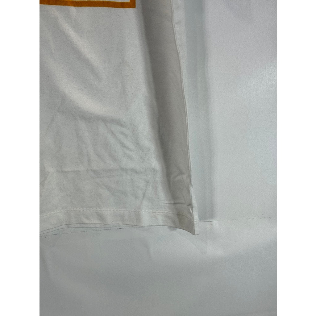 TRUE RELIGION Men's White/Orange Graphic Crewneck Short Sleeve T-Shirt SZ M