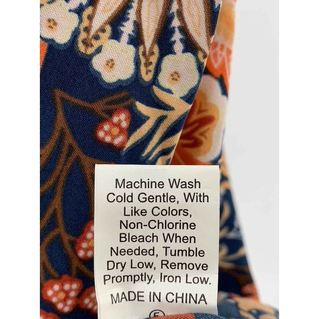 SHEIN CURVE Women's Navy-Orange Printed Short Sleeve Dress SZ 4XL