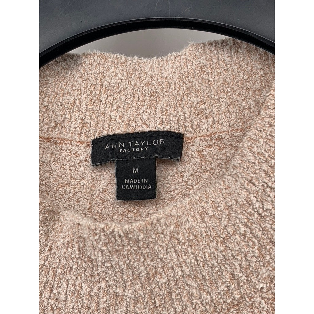 ANN TAYLOR FACTORY Women's Beige Knit Cotton-Blend Sweater Top SZ M