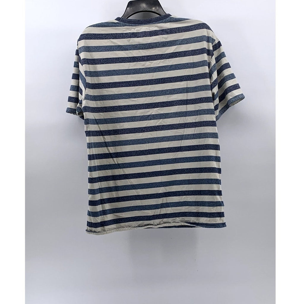 SCOTCH & SODA AMSTERDAM Men's White-Blue Striped Short Sleeve T-Shirt SZ M