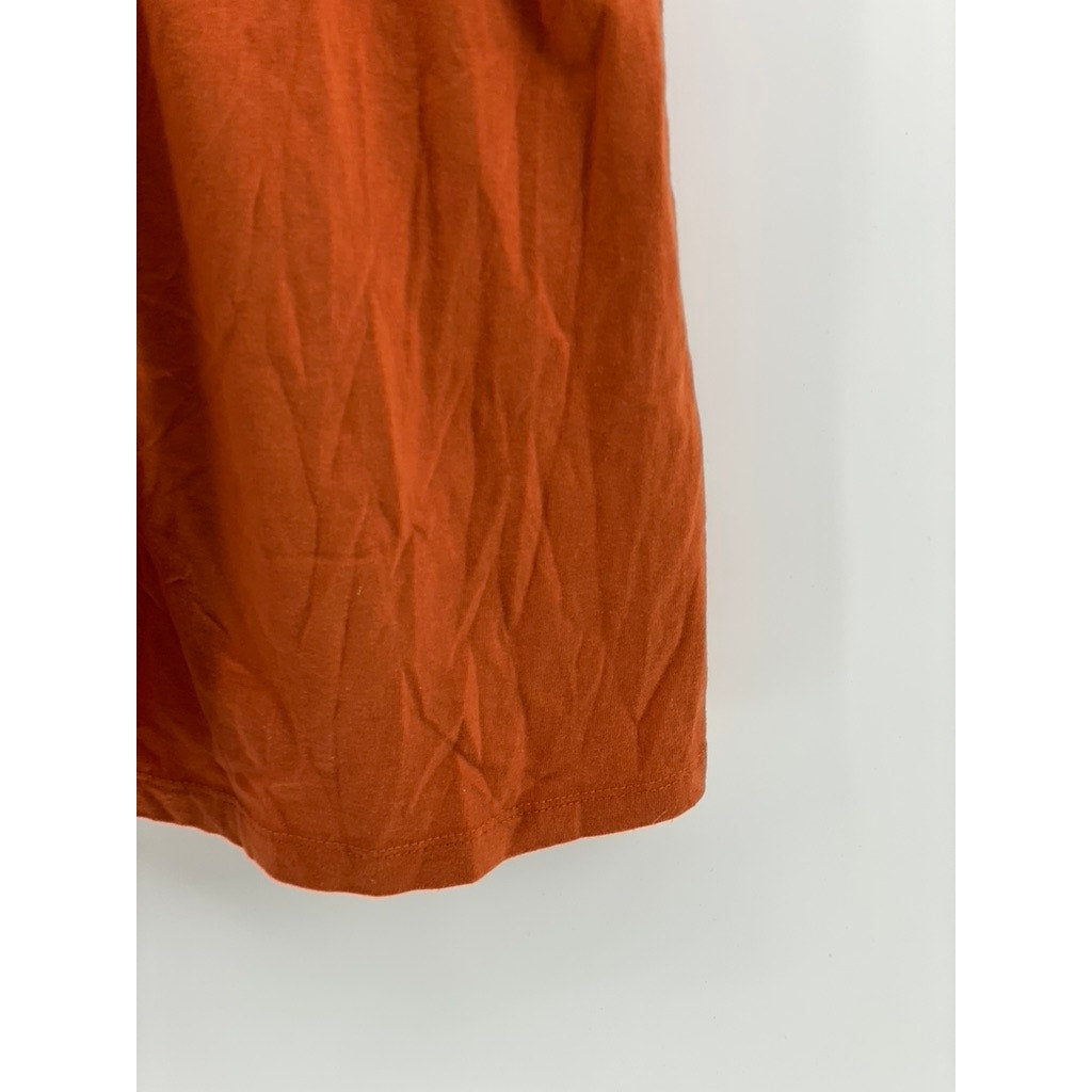 646 MAIN Women's Burnt Orange Embroidered Floral Trim Scoop-Neck Top SZ XS