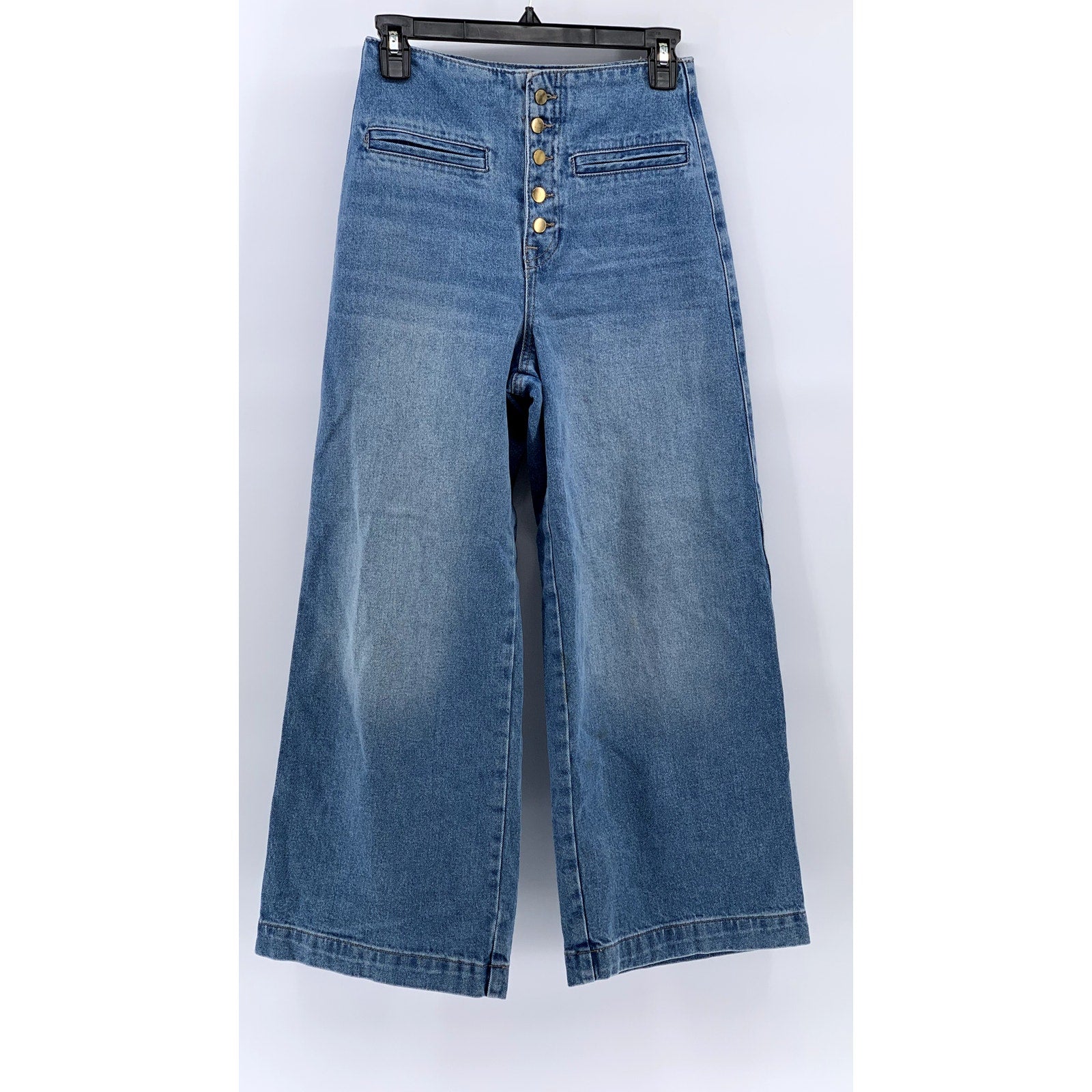 ZARA Women's Light Blue Wash Denim Wide-Leg Loose Jeans SZ 2