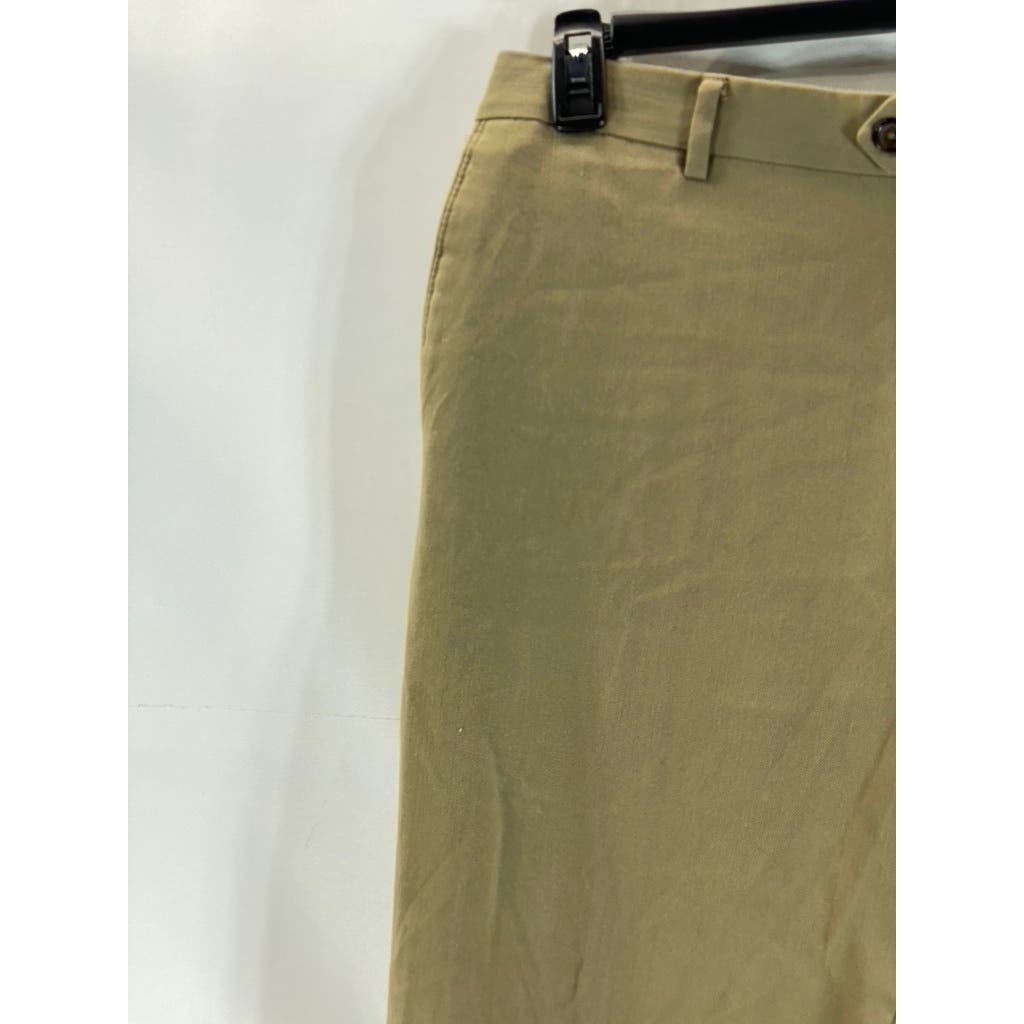 JOSEPH & FEISS Men's Tan Cuffed Flat Front Wool Dress Pants SZ 36