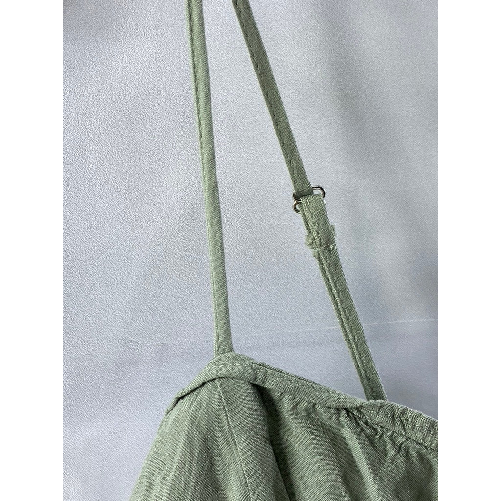 CI SONO Women's Sage Green Sweetheart Spaghetti Strap Tiered Mini Dress SZ S
