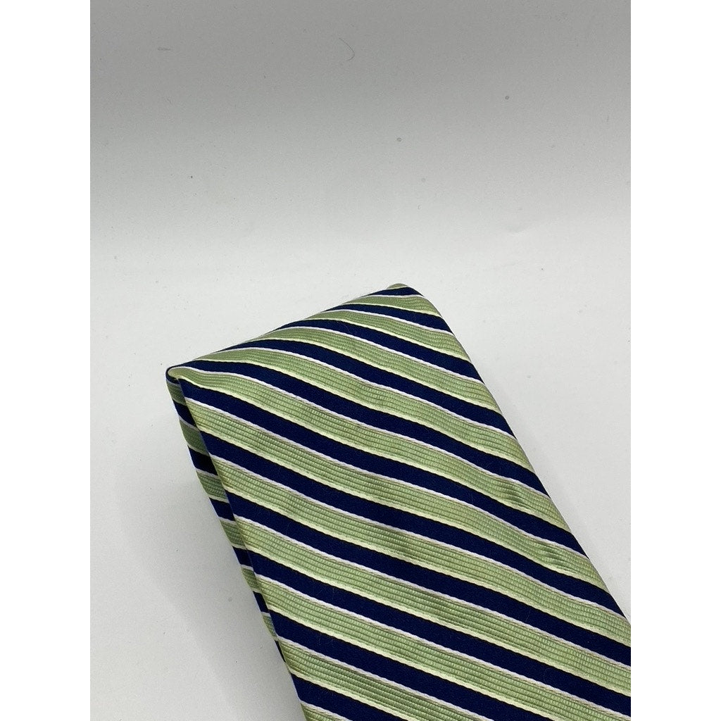 NÁUTICA Men’s Green-Navy Blue Silk Striped Tie SZ OS