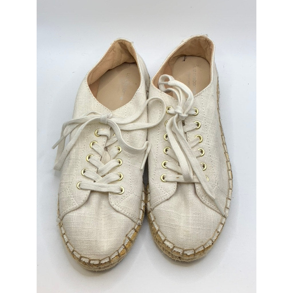 LIZ CLAIBORNE Women's White Textured Leckie Espadrille Sneakers SZ 7