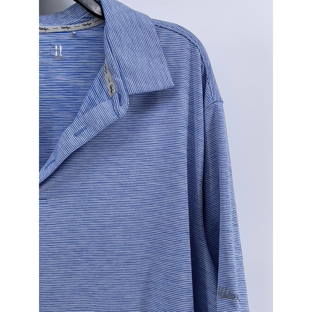 WALTER HAGEN Men's Blue Micro Striped Short Sleeve Golf Shirt SZ XL
