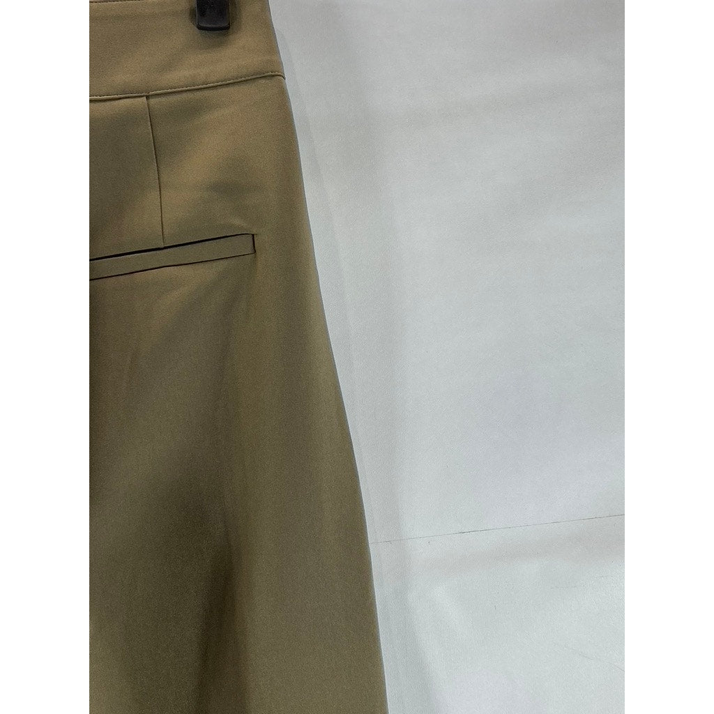 MEMO Women's Relaxed Loose Fit Pleated Waist Adjustable Strap Olive Pants SZ M