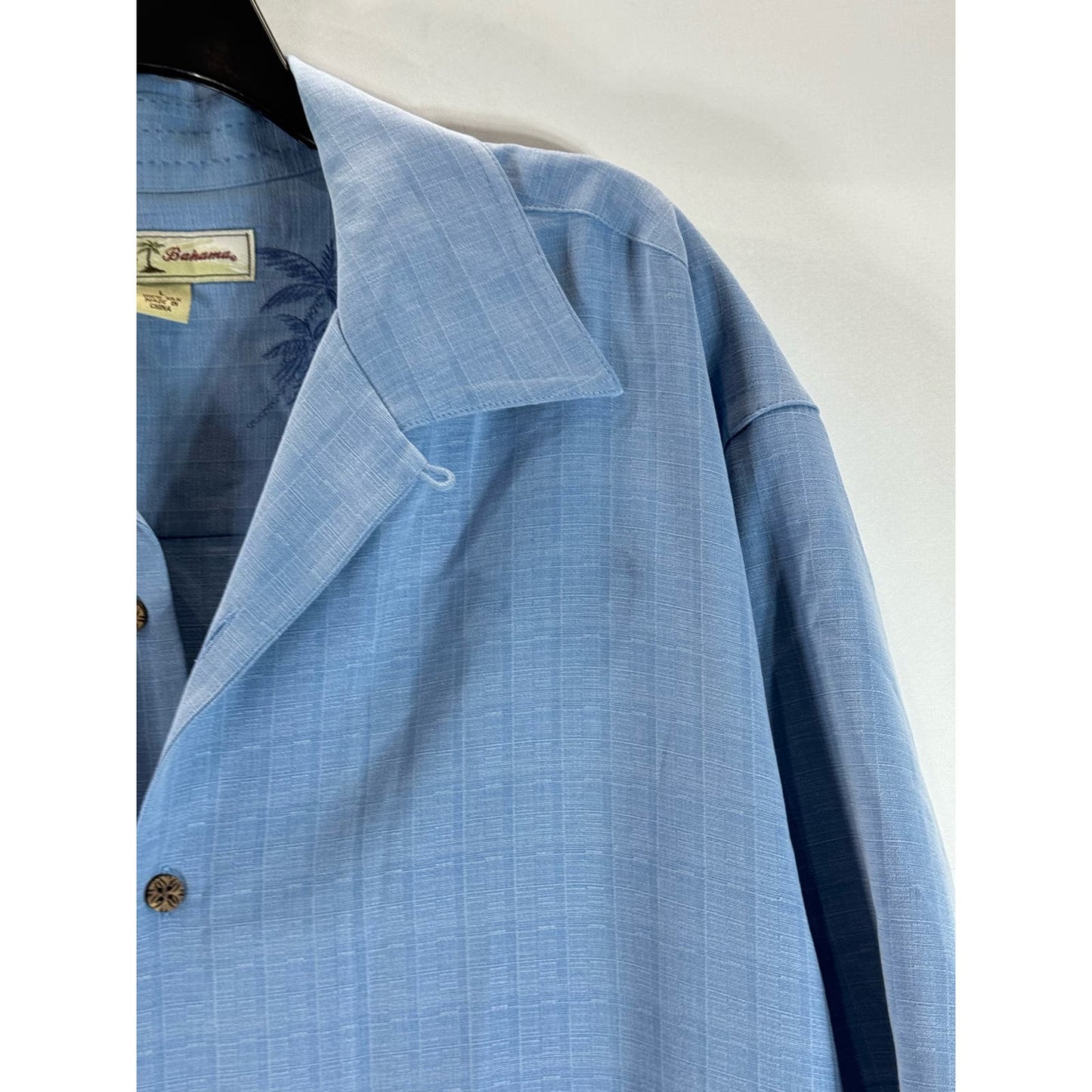 TOMMY BAHAMA Men's Blue Check Silk Button-Up Short Sleeve Shirt SZ L