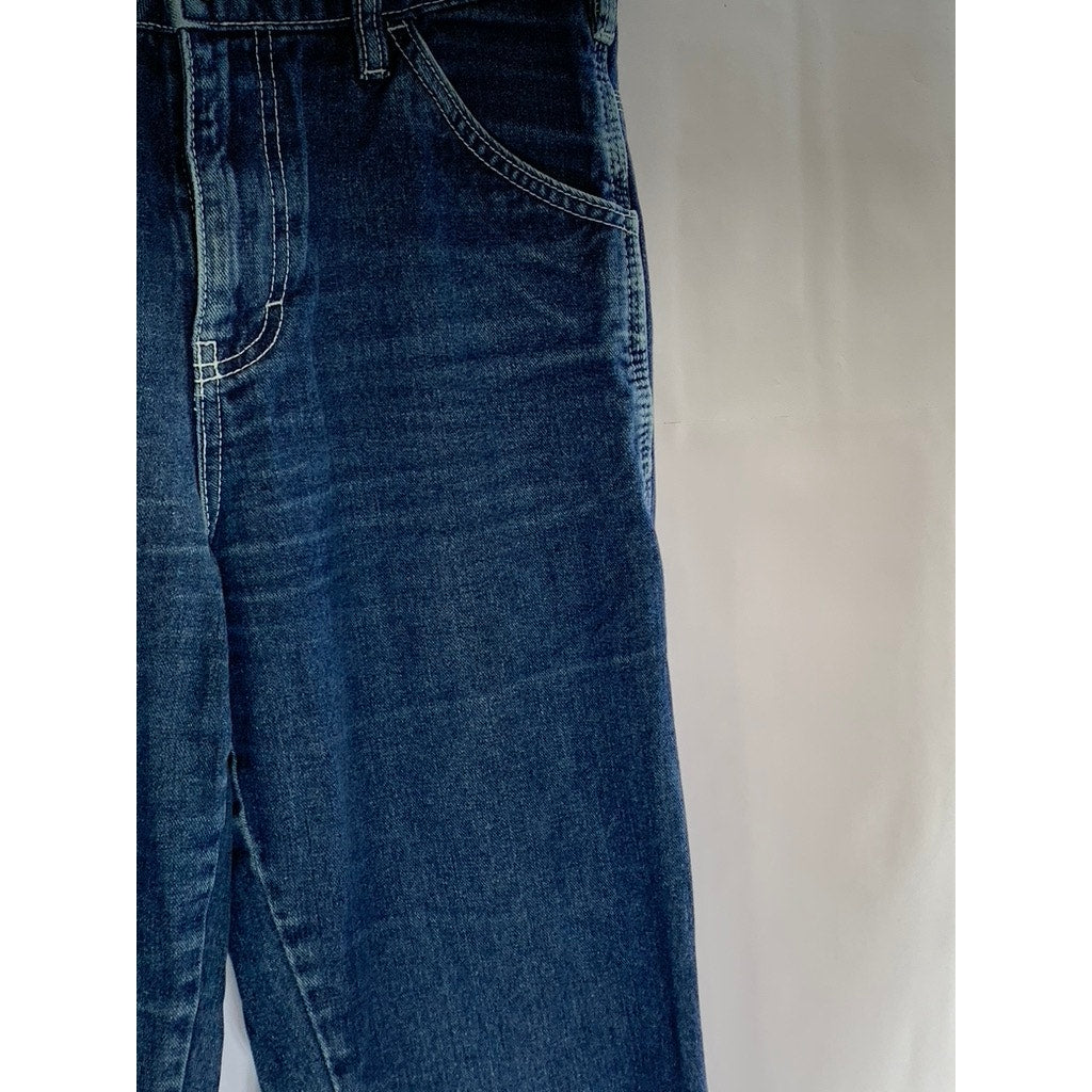 DICKIES Women's Vintage Blue Straight-Leg Embroidered Flower Carpenter Jean SZ 1