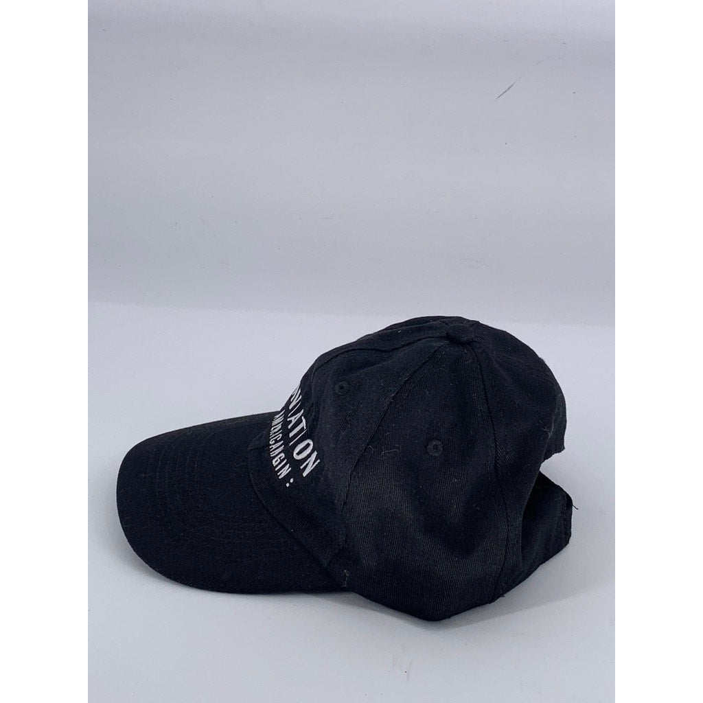 AVIATION Men's Black-White Embroidered Adjustable Hat SZ OS