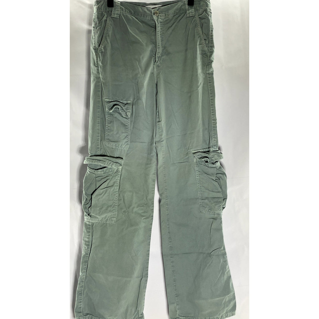 ZARA Women's Light Teal Regular-Fit Straight-Leg Cargo Pant SZ 4