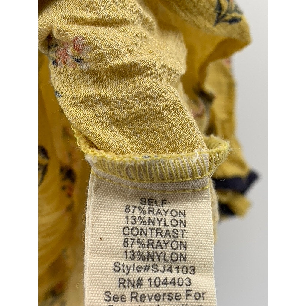 SWEET WANDERER Women's Yellow Floral Print Off-The-Shoulder Overlay Top SZ S