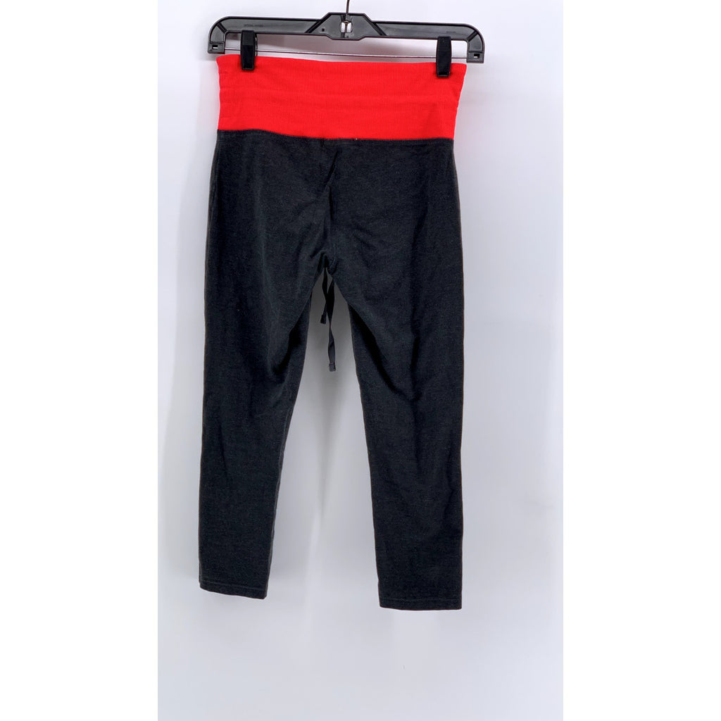 FOREVER 21 Women's Red-Gray High-Rise Capri Leggings SZ S