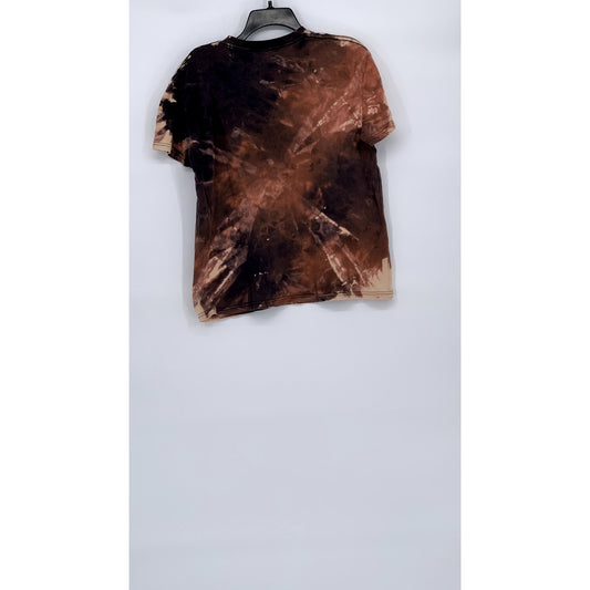 THE ROLLING STONES Unisex Adult Orange-Black Tie-Dye Band Graphic T-Shirt SZ L