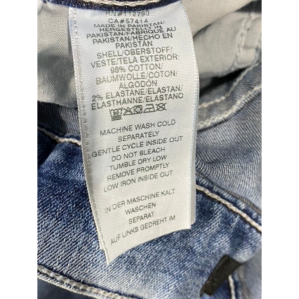 TRUE RELIGION Men's Light Blue Ripped Geno Relaxed Slim-Fit Denim Jeans SZ 34