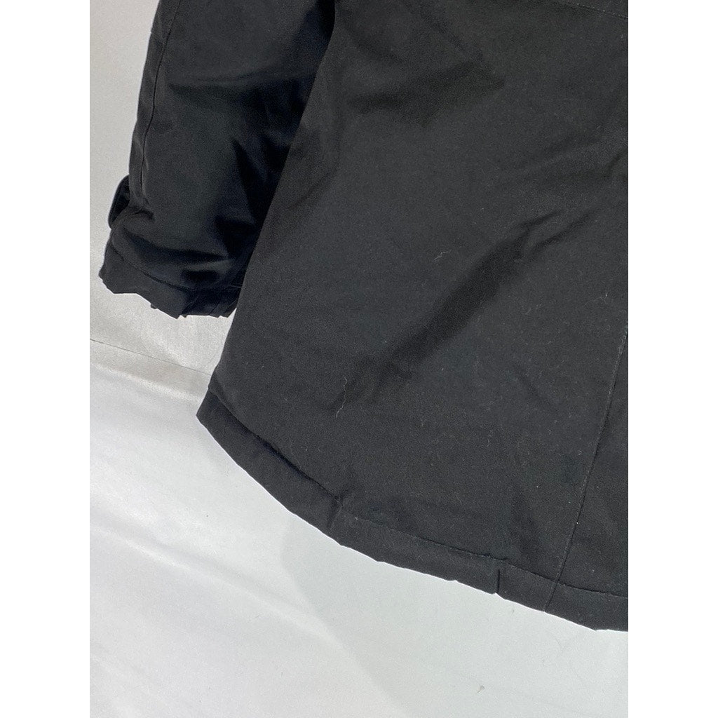 ZARA Women's Black Solid Double Closure Hooded Winter Parka Jacket SZ M