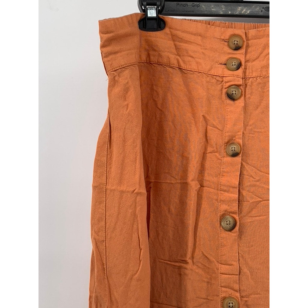 A NEW DAY Women’s Burnt Orange Linen-Blend Maxi Skirt SZ 2XL