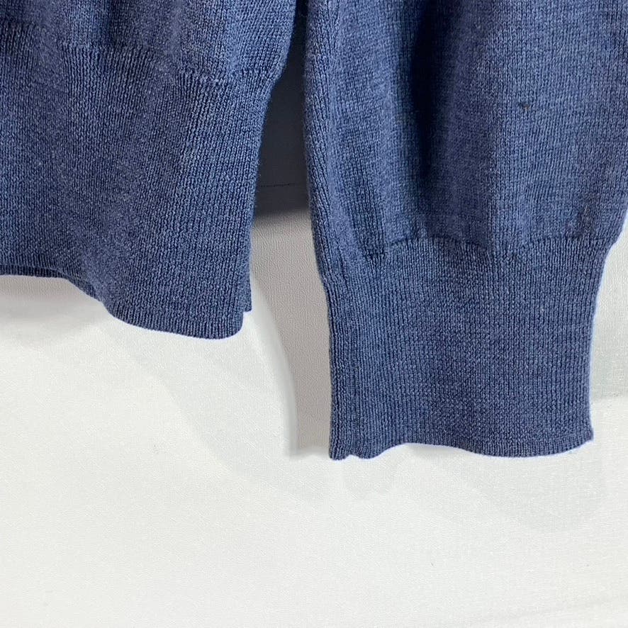 BROOKS BROTHERS Men's Blue Quarter-Zip Saxxon Wool Pullover Sweater SZ XL