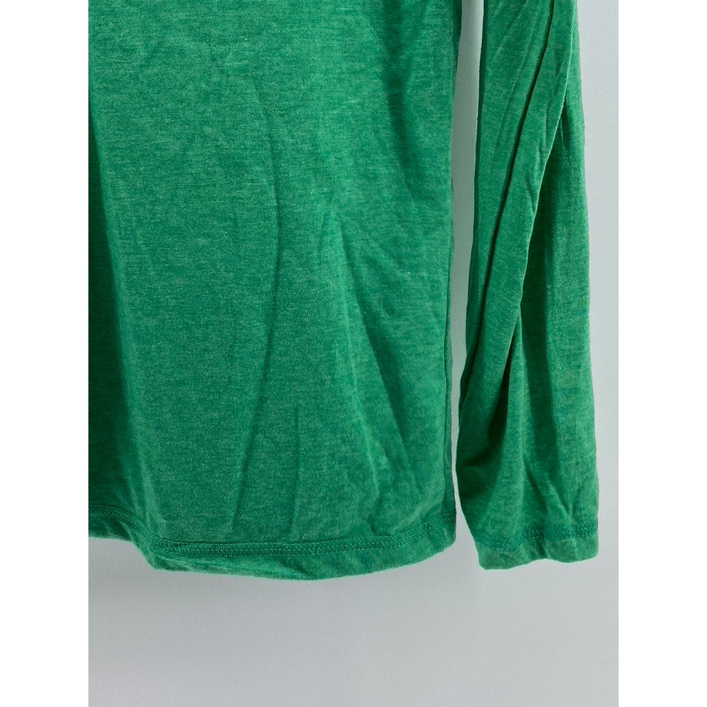 ANVIL Men's Green-Neon Yellow Lightweight Long Sleeve Hooded T-Shirt SZ M
