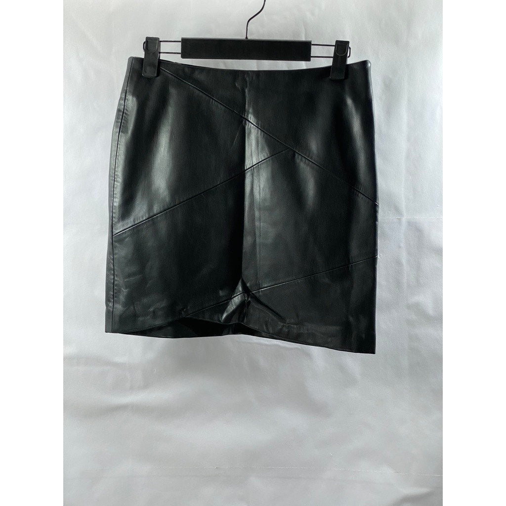 ZARA Women's Black Faux Leather Straight Mini Skirt SZ XS