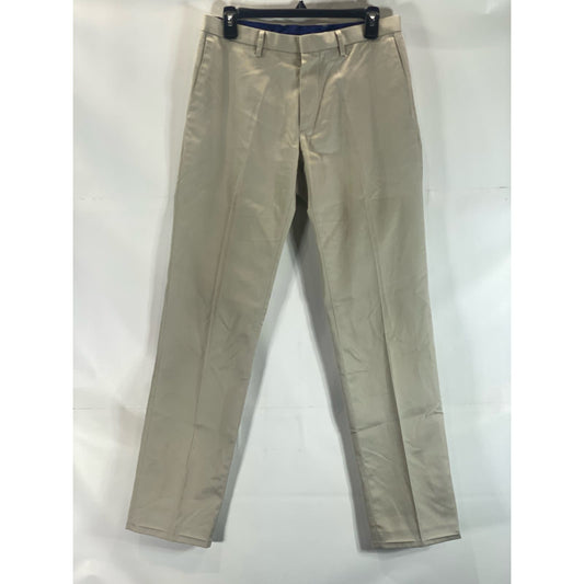 BANANA REPUBLIC Men's Beige Modern Slim-Fit Non-Iron Flat Front Pants SZ 30x32
