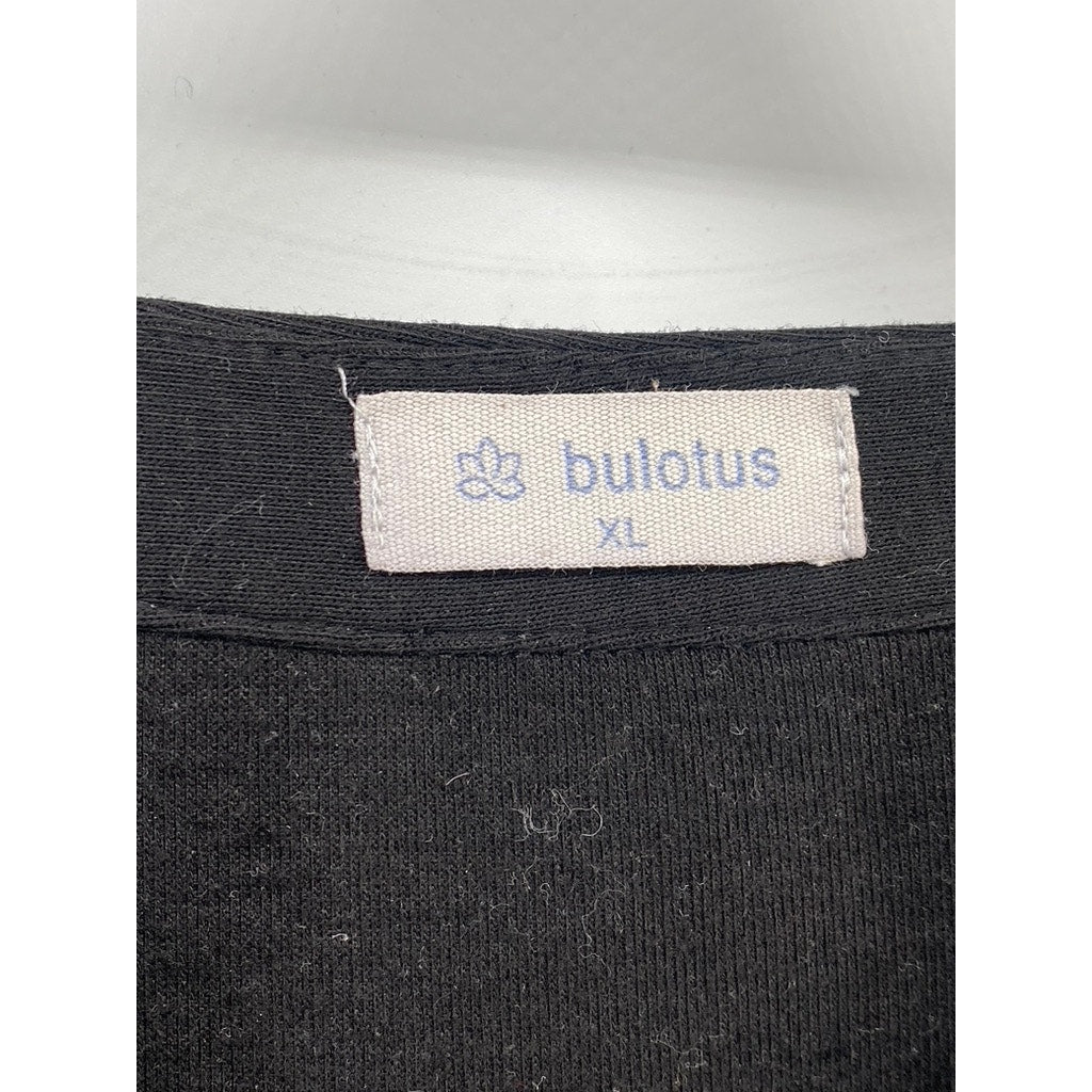 BULOTUS Women's Black Half-Zip Long Roll Tab Sleeves Tunic Casual Top SZ XL