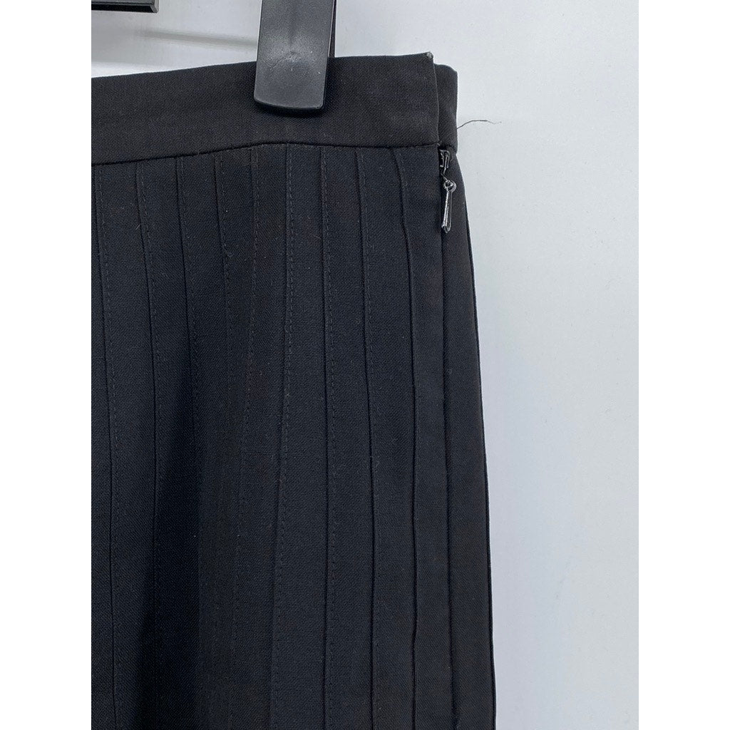 BROOKS BROTHERS Women's Black Wool Pleated Knee-Length A-Line Skirt SZ 4