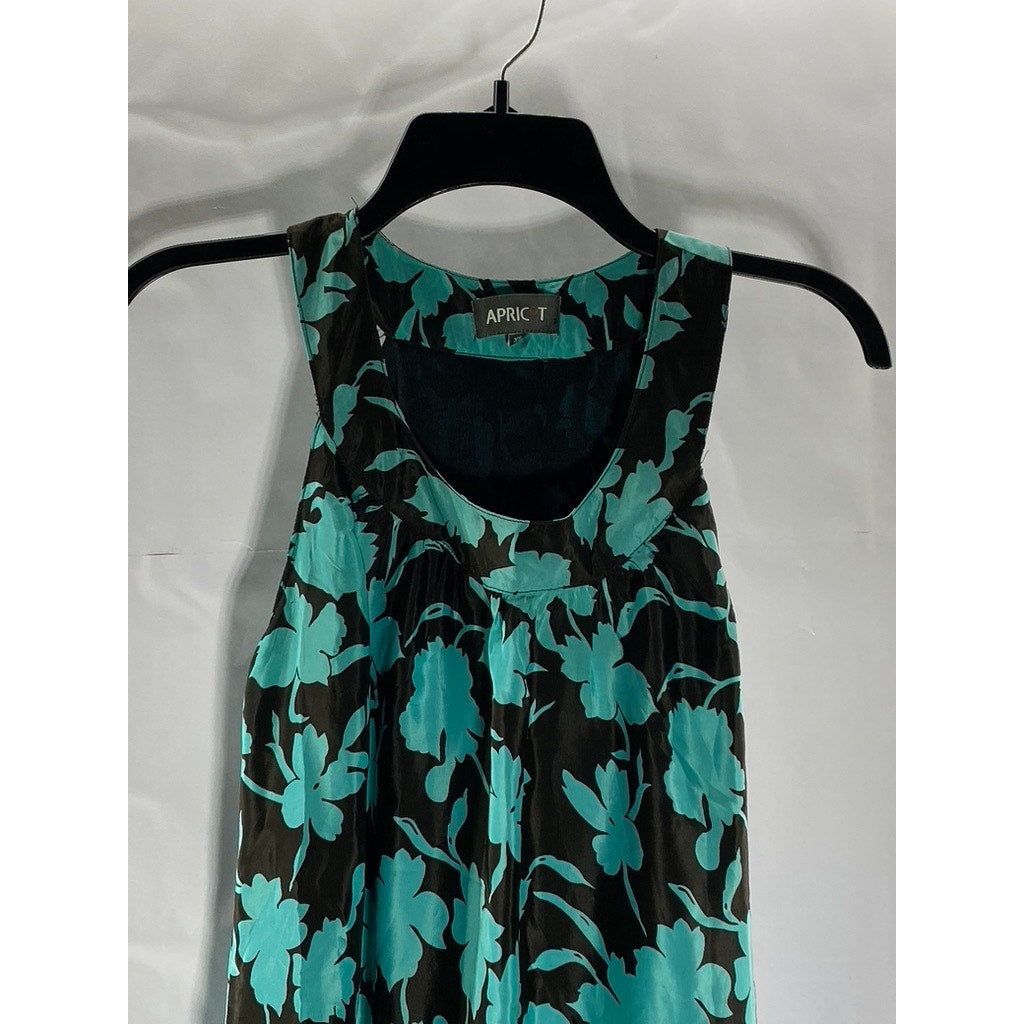 APRICOT Women's Brown-Green Floral Scoop-Neck A-Line Mini Sleeveless Dress SZ XS