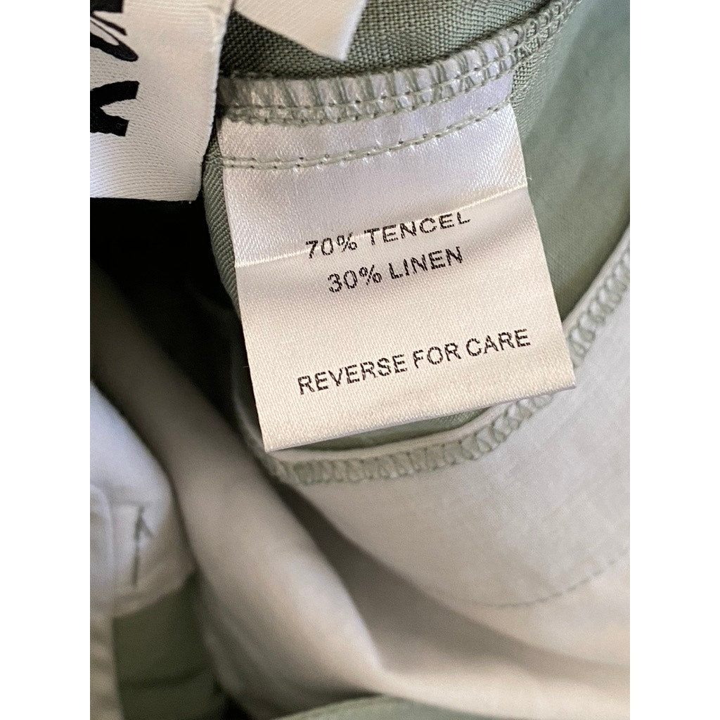 KURT LYLE Women's Green Linen-Blend Pleated Straight-Leg Relaxed-Fit Pant SZ S