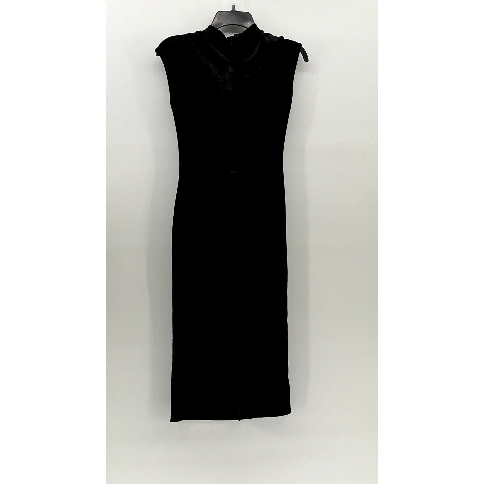 SHEIN Women's Black Velour Cutout Mock-Neck Sleeveless Bodycon Midi Dress SZ 6